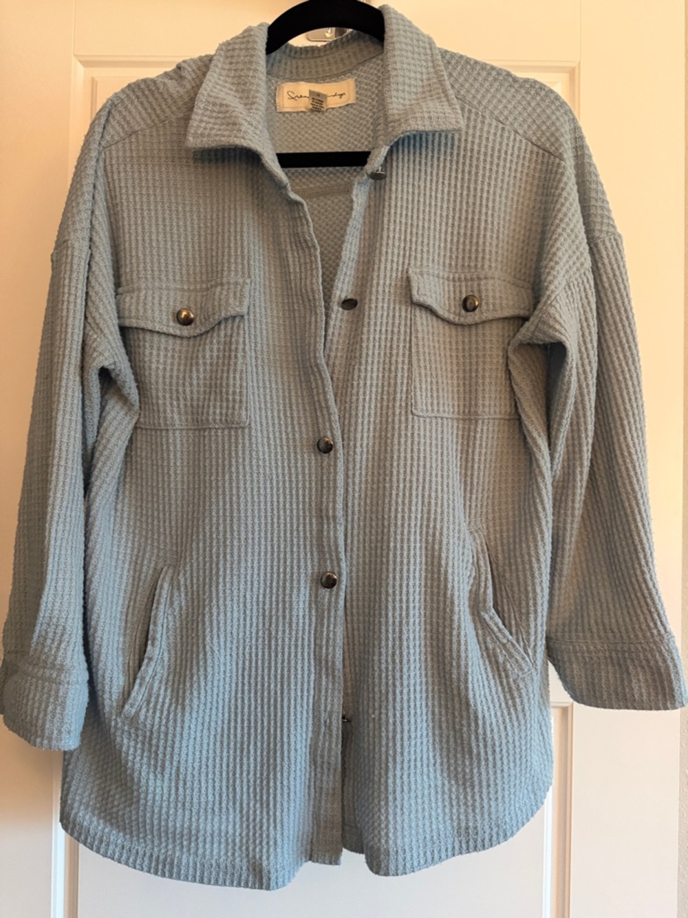 French Laundry Powder Blue Waffle Long Sleeve Shirt